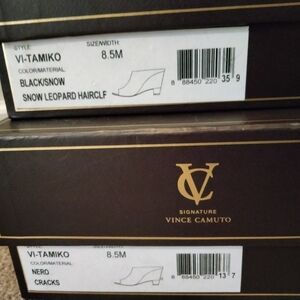 Vince Camuto Black and Snow Leopard Haircalf Shoes